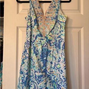 Lilly Pulitzer Blue, Aqua & White Patterned Sleeveless Dress